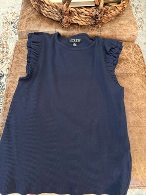 J. Crew Navy Ribbed Sleeveless Top with Round Neck